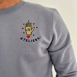 Mid Grey Fortune Palm Embroidered Sweatshirt