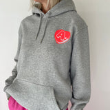 Grey Marl A. Love heart Embroidered Hoodie